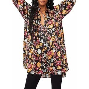Free People "Daisy Jane" Long-Sleeve Mini Dress, Black Multi